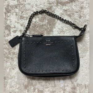 COACH 65503 EDGE STUDS NOLITA WRISTLET 15 IN LEATHER BLACK